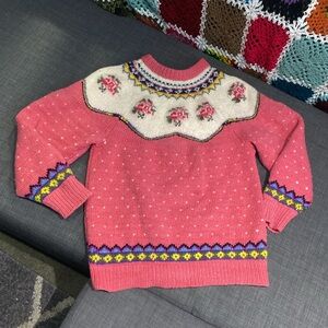 Pink Floral Knit Sweater